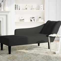 vidaXL Chaise longue met rechterarmleuning fluweel zwart