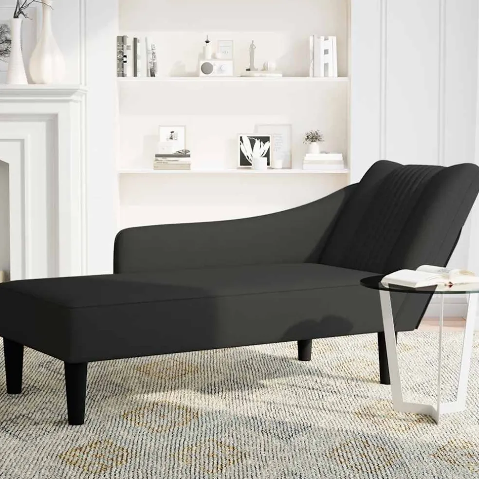 vidaXL Chaise longue met rechterarmleuning fluweel zwart