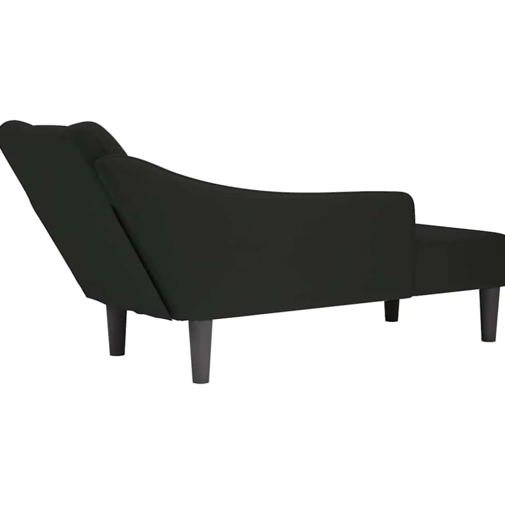 vidaXL Chaise longue met rechterarmleuning fluweel zwart