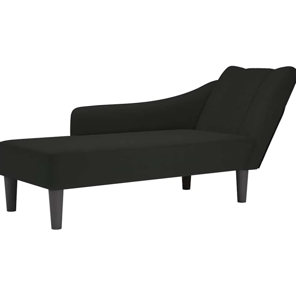 vidaXL Chaise longue met rechterarmleuning fluweel zwart