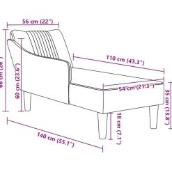 vidaXL Chaise longue met rechterarmleuning stof wolk grijs