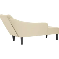vidaXL Chaise longue met rechterarmleuning stof crèmekleurig