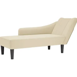 vidaXL Chaise longue met rechterarmleuning stof crèmekleurig