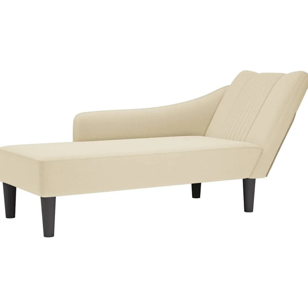 vidaXL Chaise longue met rechterarmleuning stof crèmekleurig