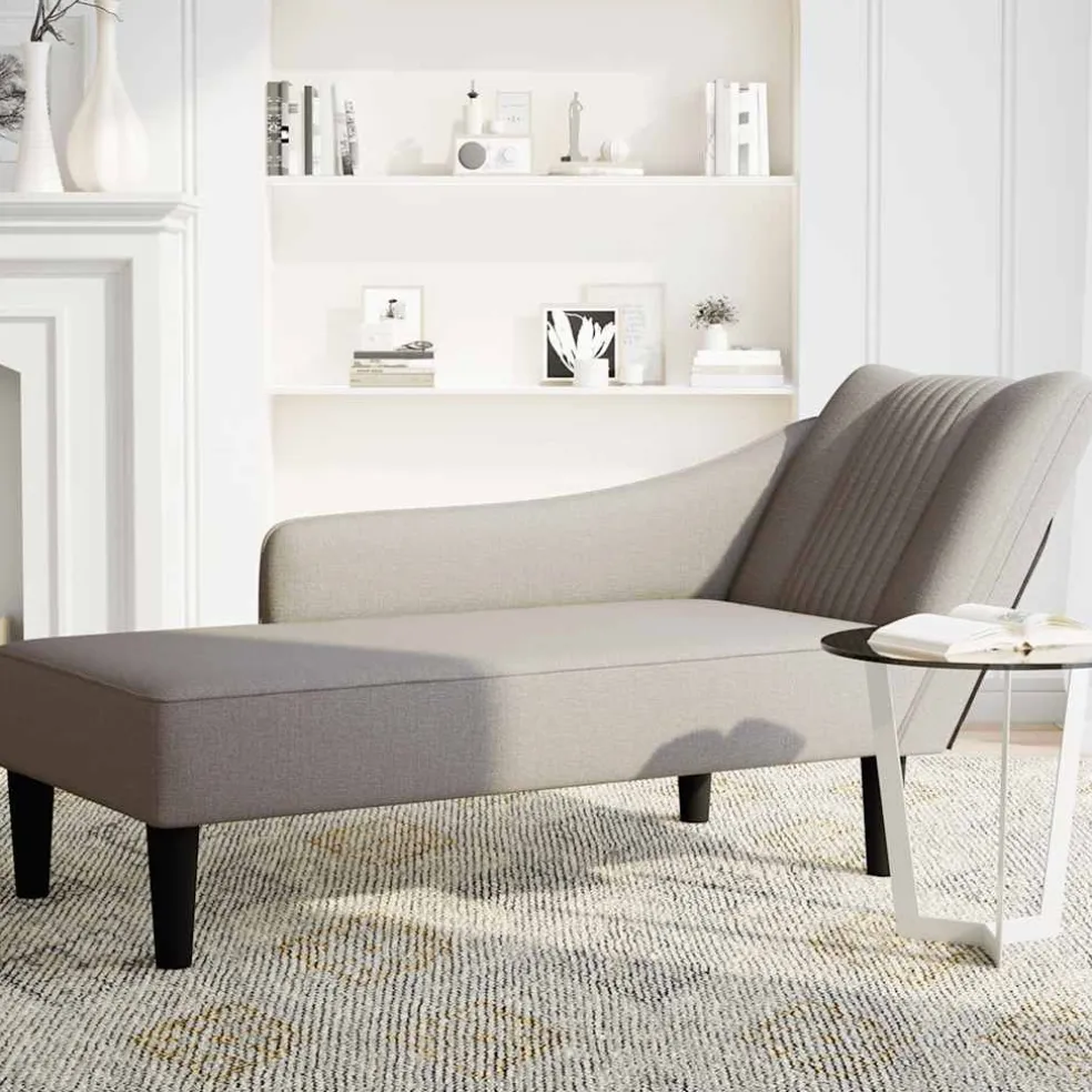 vidaXL Chaise longue met rechterarmleuning stof taupe