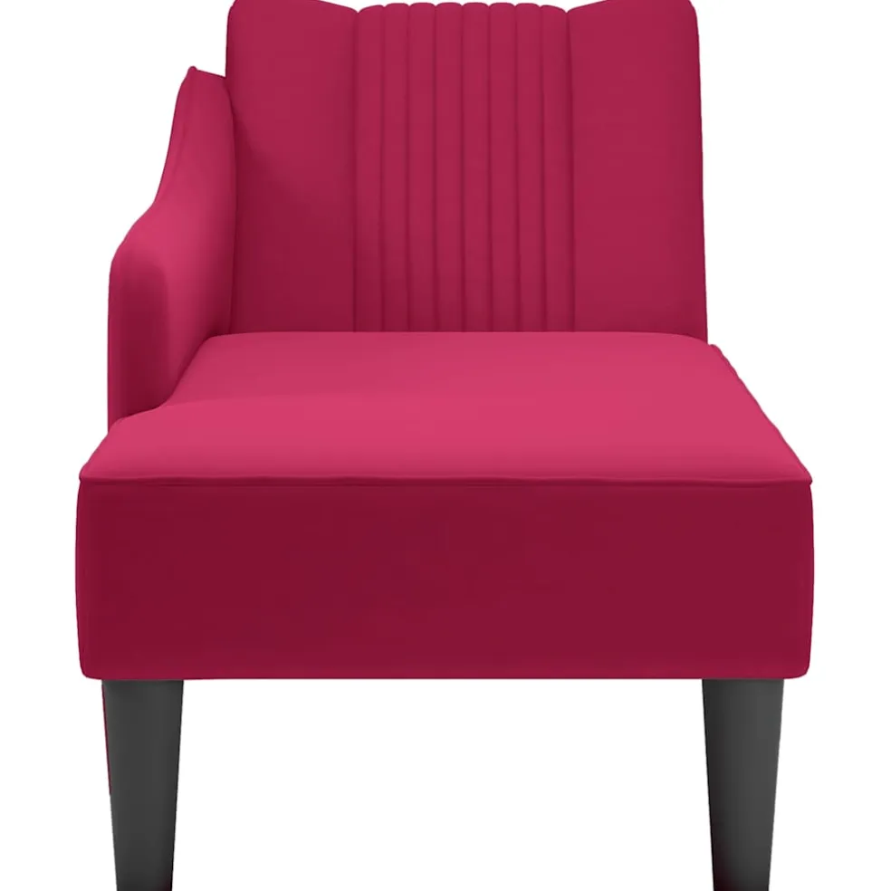 vidaXL Chaise longue met rechterarmleuning fluweel wijnrood