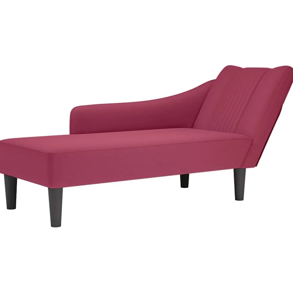 vidaXL Chaise longue met rechterarmleuning fluweel wijnrood