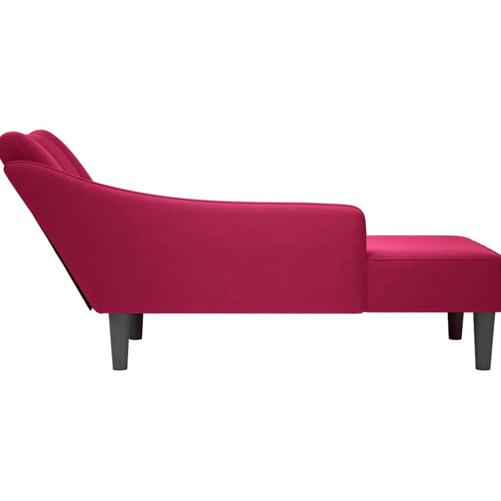 vidaXL Chaise longue met rechterarmleuning fluweel wijnrood