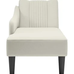 vidaXL Chaise longue met rechterarmleuning fluweel crèmekleurig