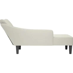vidaXL Chaise longue met rechterarmleuning fluweel crèmekleurig
