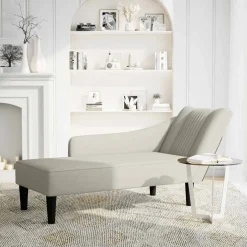 vidaXL Chaise longue met rechterarmleuning fluweel crèmekleurig
