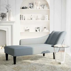 vidaXL Chaise longue met rechterarmleuning stof lichtgrijs