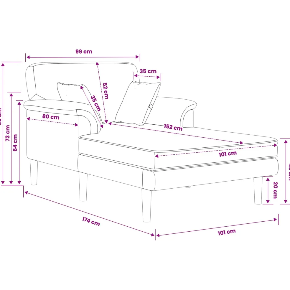 vidaXL Chaise longue Politieblauw fluweel