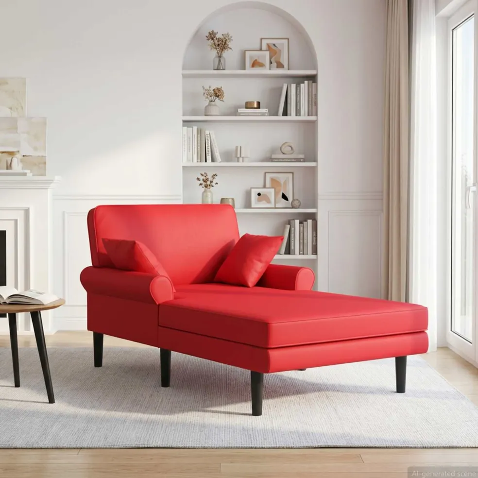 vidaXL Chaise longue Rood Kunstleer