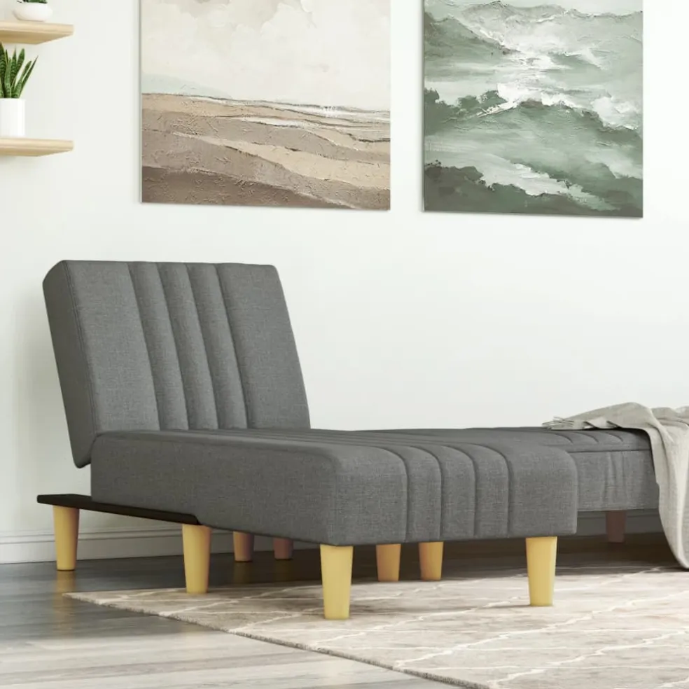 vidaXL Chaise longue stof donkergrijs