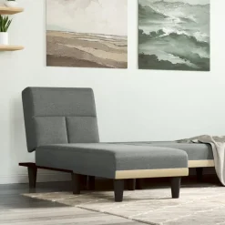 vidaXL Chaise longue stof donkergrijs
