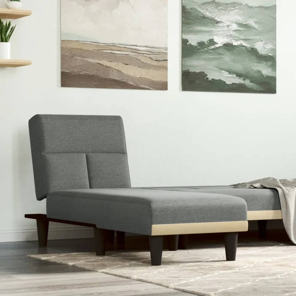 vidaXL Chaise longue stof donkergrijs