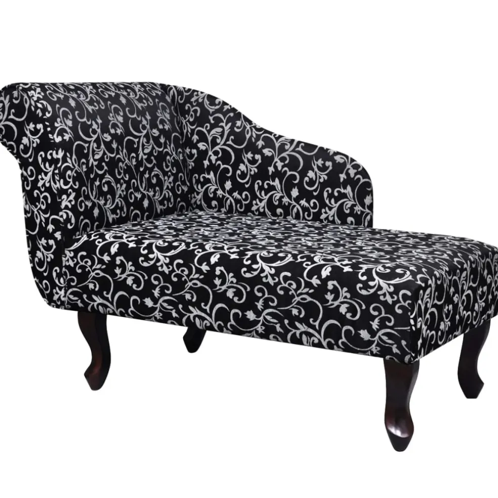 vidaXL Chaise longue stof zwart en wit