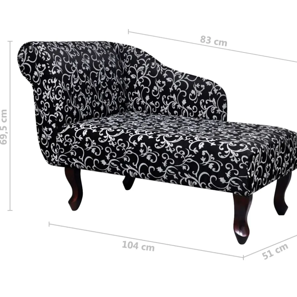 vidaXL Chaise longue stof zwart en wit