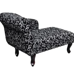 vidaXL Chaise longue stof zwart en wit