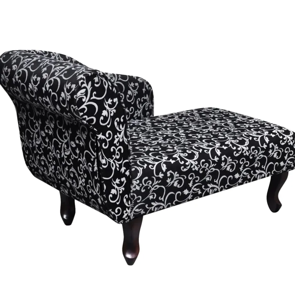 vidaXL Chaise longue stof zwart en wit