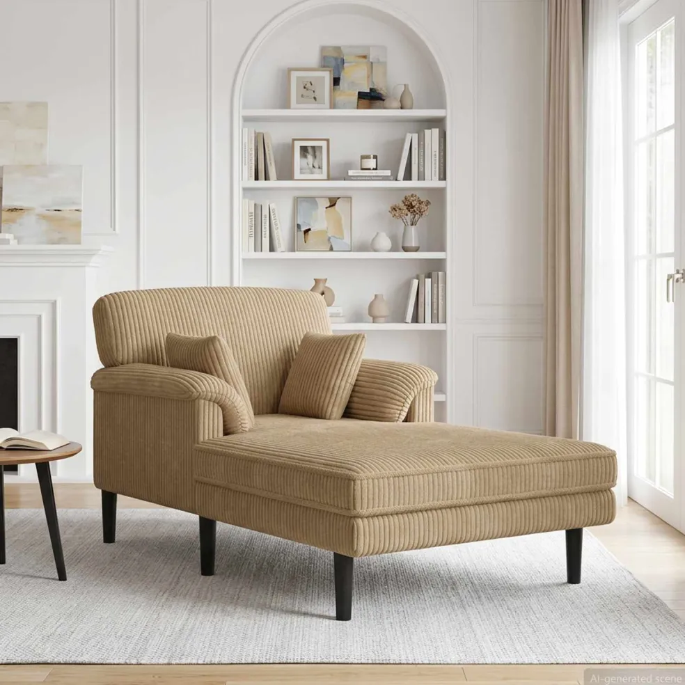 vidaXL Chaise longue Taupe Katoenen stof