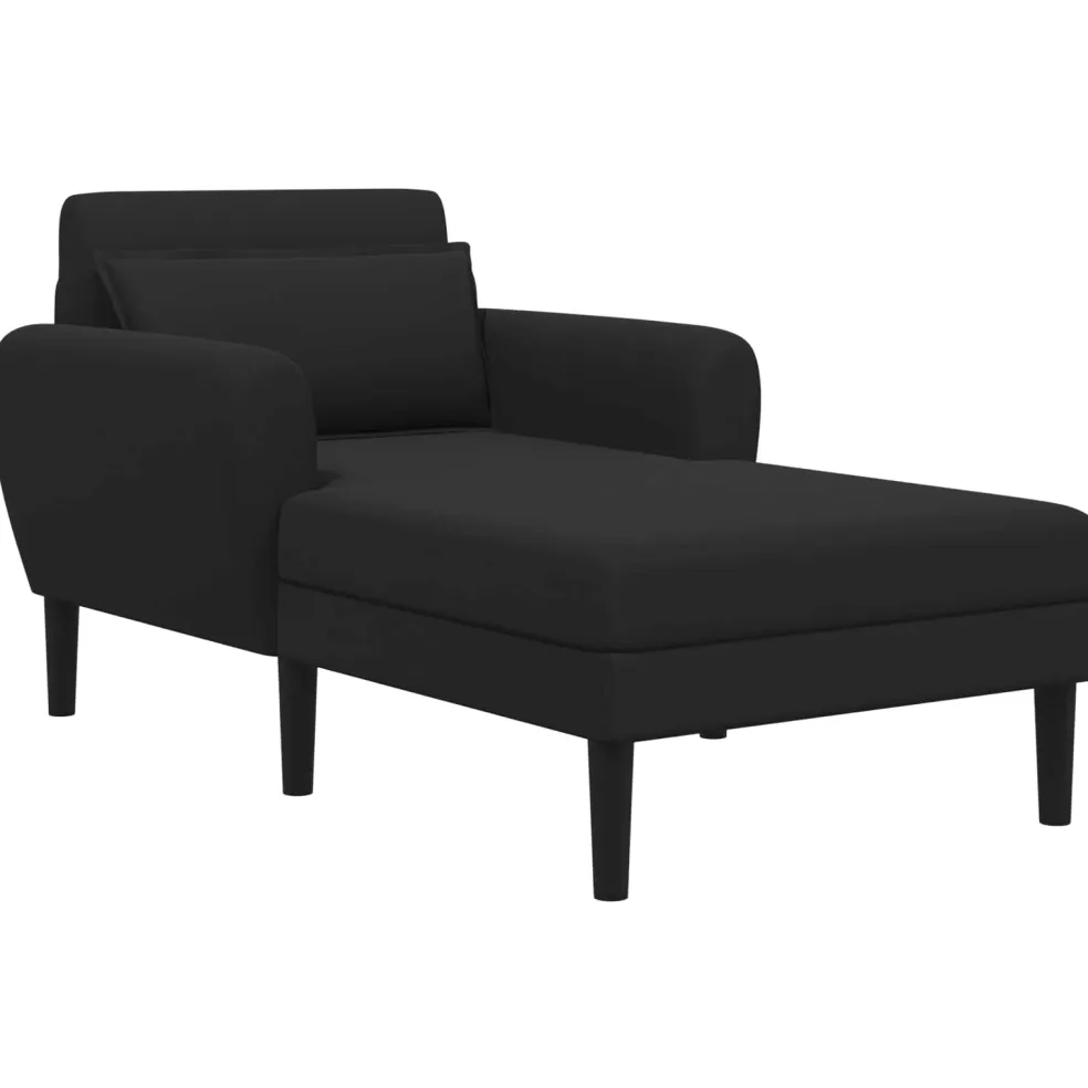 vidaXL Chaise longue Zwart Grof geweven fluweel