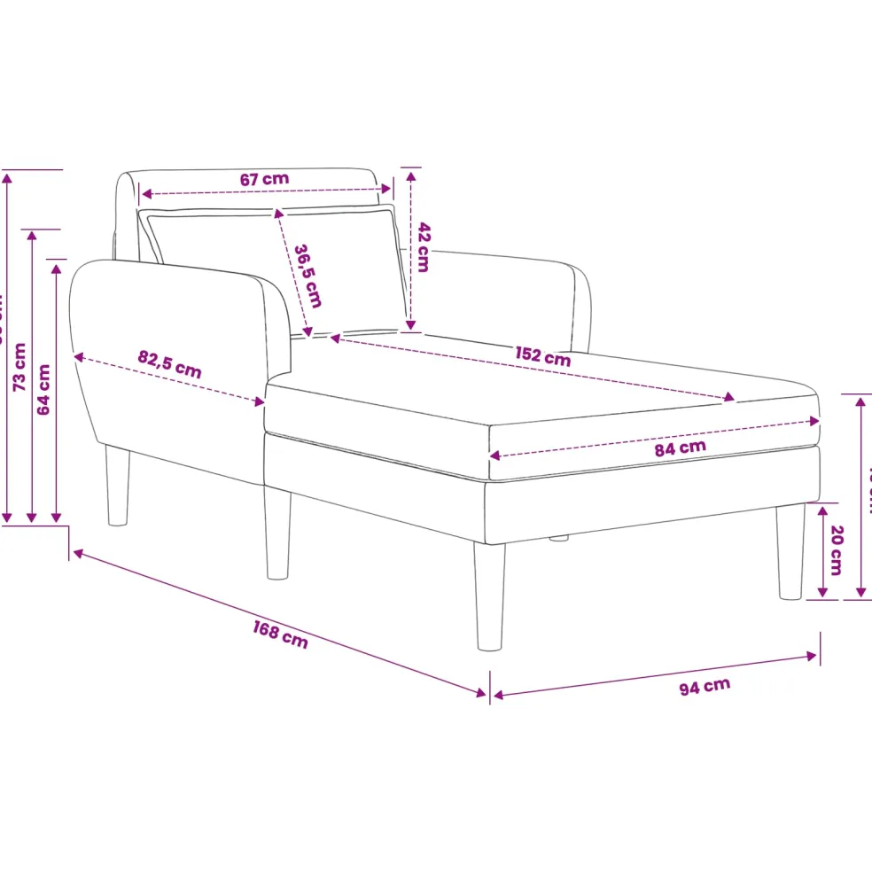 vidaXL Chaise longue Zwart Grof geweven fluweel