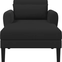 vidaXL Chaise longue Zwart Grof geweven fluweel