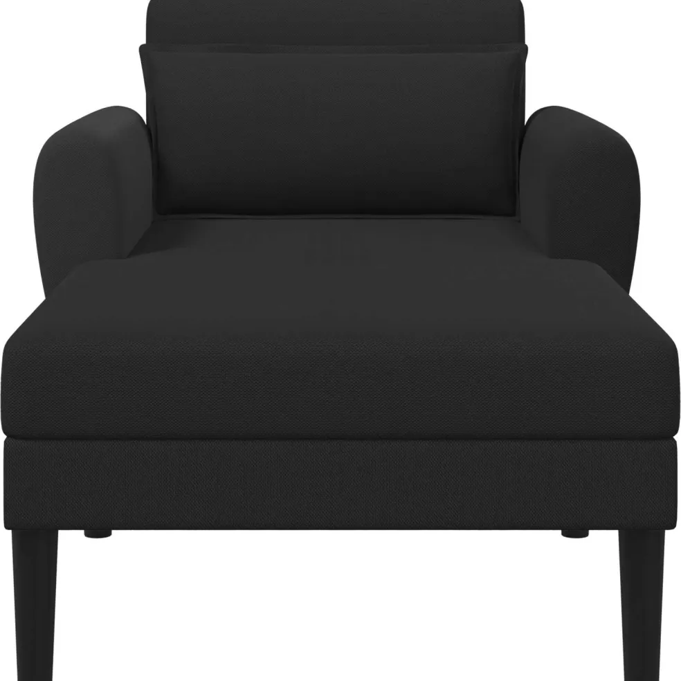 vidaXL Chaise longue Zwart Grof geweven fluweel