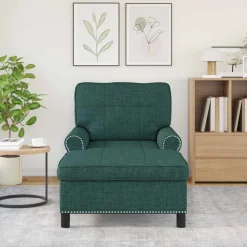 vidaXL Chaise Lounge Donkergroen Stof 91 x 157 x 91 cm