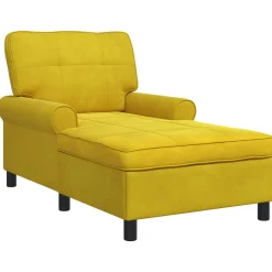 vidaXL Chaise Lounge met kussen Geel 91 x 157 x 91 cm Fluweel