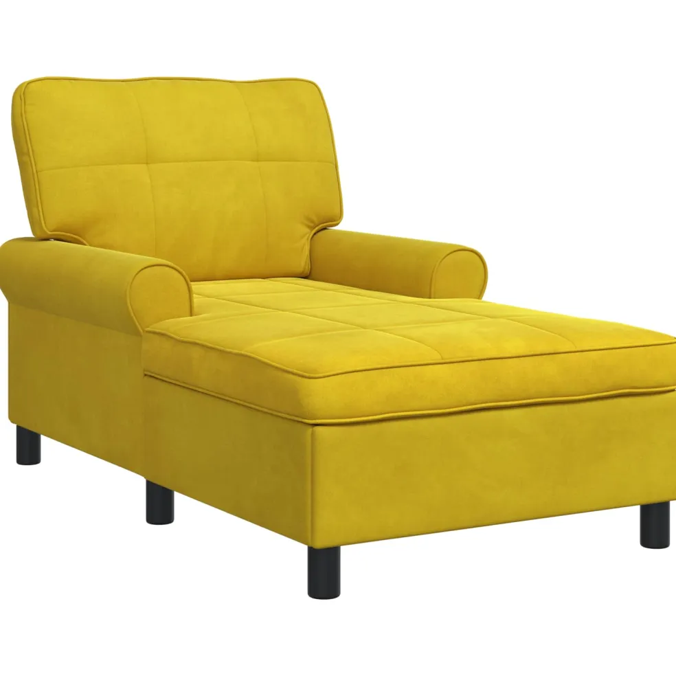 vidaXL Chaise Lounge met kussen Geel 91 x 157 x 91 cm Fluweel