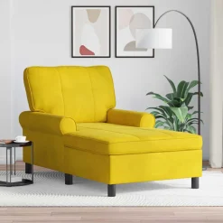 vidaXL Chaise Lounge met kussen Geel 91 x 157 x 91 cm Fluweel