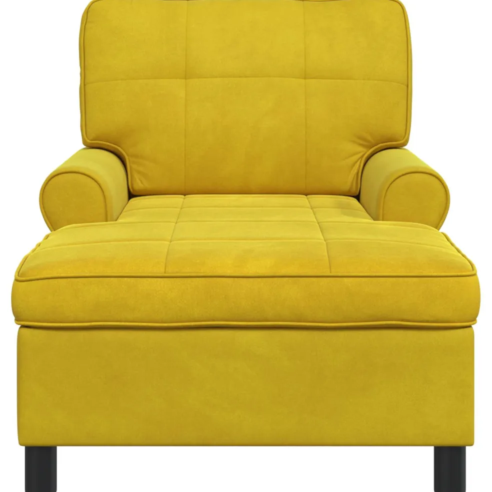 vidaXL Chaise Lounge met kussen Geel 91 x 157 x 91 cm Fluweel