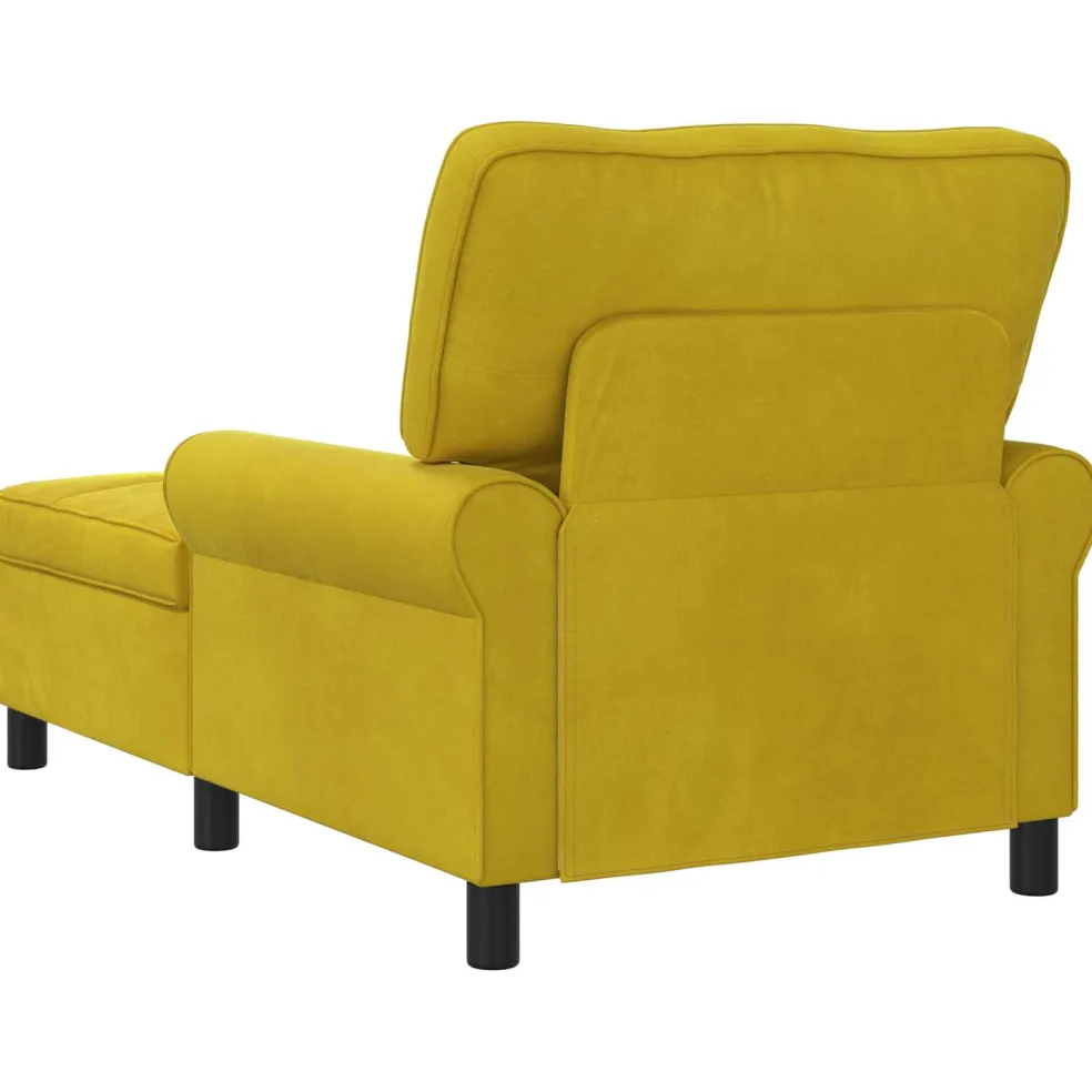 vidaXL Chaise Lounge met kussen Geel 91 x 157 x 91 cm Fluweel