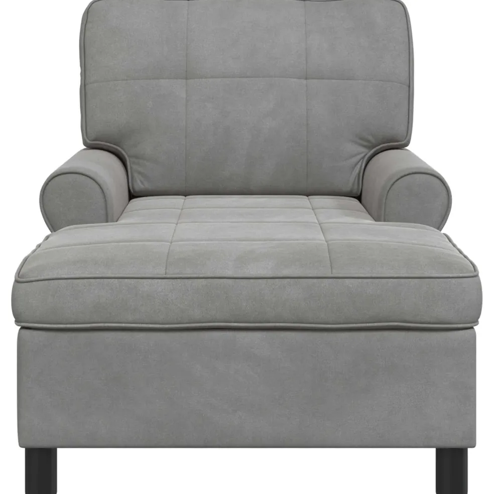 vidaXL Chaise Lounge met kussen Lichtgrijs 91 x 157 x 91 cm Fluweel