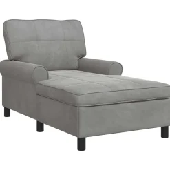 vidaXL Chaise Lounge met kussen Lichtgrijs 91 x 157 x 91 cm Fluweel