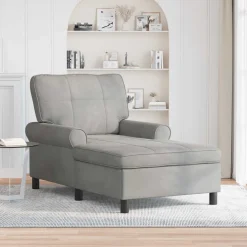 vidaXL Chaise Lounge met kussen Lichtgrijs 91 x 157 x 91 cm Fluweel