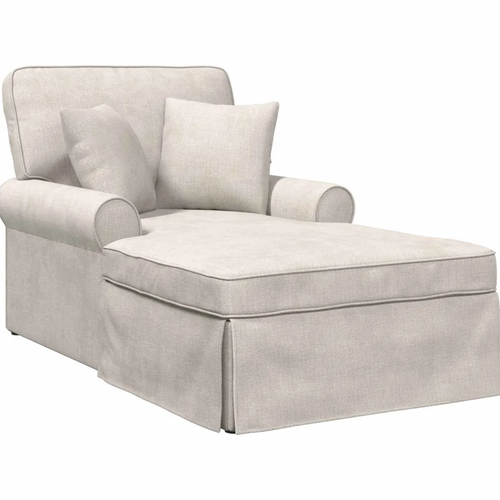 vidaXL Chaise Lounge met Rok Crèmekleurig 157 x 91 x 91 cm ARES