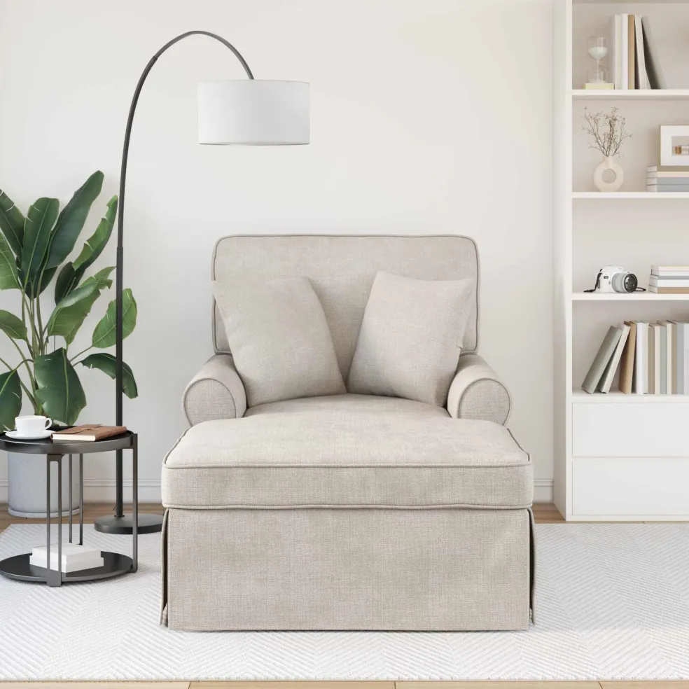 vidaXL Chaise Lounge met Rok Crèmekleurig 157 x 91 x 91 cm ARES