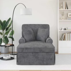 vidaXL Chaise Lounge met Rok Donkergrijs 157 x 91 x 91 cm ARES