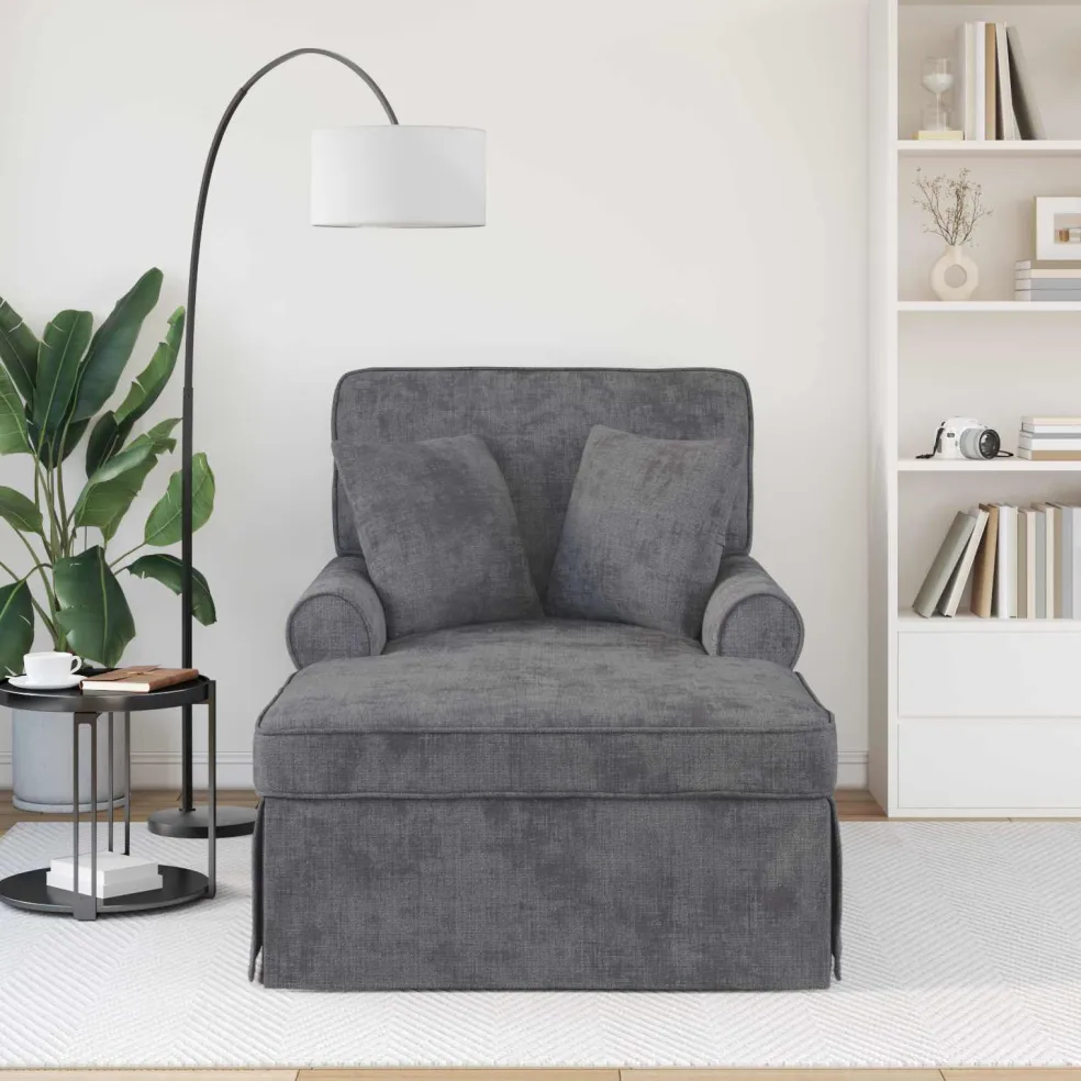 vidaXL Chaise Lounge met Rok Donkergrijs 157 x 91 x 91 cm ARES