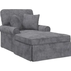 vidaXL Chaise Lounge met Rok Donkergrijs 157 x 91 x 91 cm ARES