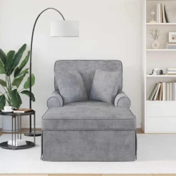 vidaXL Chaise Lounge met Rok Lichtgrijs 157 x 91 x 91 cm ARES