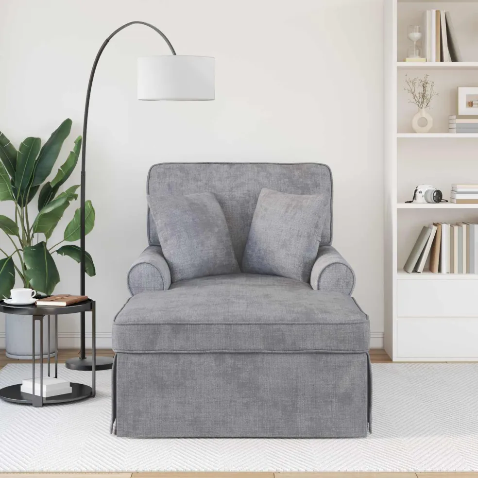 vidaXL Chaise Lounge met Rok Lichtgrijs 157 x 91 x 91 cm ARES