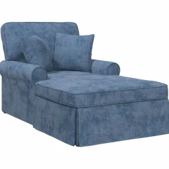 vidaXL Chaise Lounge met Rok met kussen Blauw 157 x 91 x 91 cm ARES
