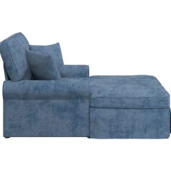 vidaXL Chaise Lounge met Rok met kussen Blauw 157 x 91 x 91 cm ARES