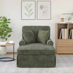 vidaXL Chaise Lounge met Rok met kussen Groen 157 x 91 x 91 cm ARES