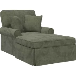 vidaXL Chaise Lounge met Rok met kussen Groen 157 x 91 x 91 cm ARES